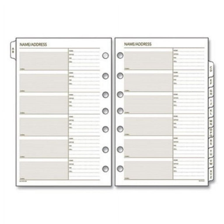 Telephone/Address 1/12-Cut A-Z Tab Refill for Planners/Organizers, 8.5 x 5.5, White Sheets, Undated Telephone/Address 1/12-Cut A-Z Tab Refill for Planners/Organizers, 8.5 x 5.5, White Sheets, Undated