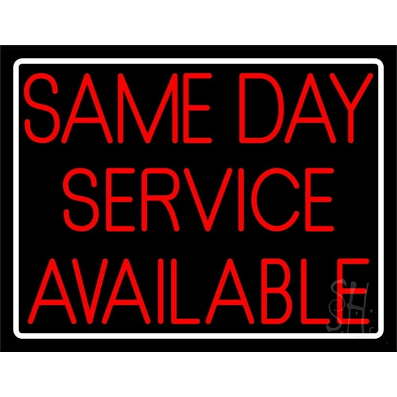 Same Day Service Available White Border LED Neon Sign 15 x 19 - inches, Clear Edge Cut Acrylic Backing, with Dimmer - Bright and Premium built indoor LED Neon Sign for Computer & Electronics store.