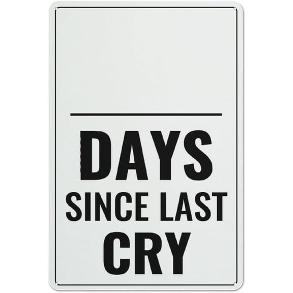Day Since Last Cry Retro Metal Tin Signs 12X8 Inch For Shop Yard Man Cave Garage Outdoor Funny Wall Decor Decorative Poster Plate