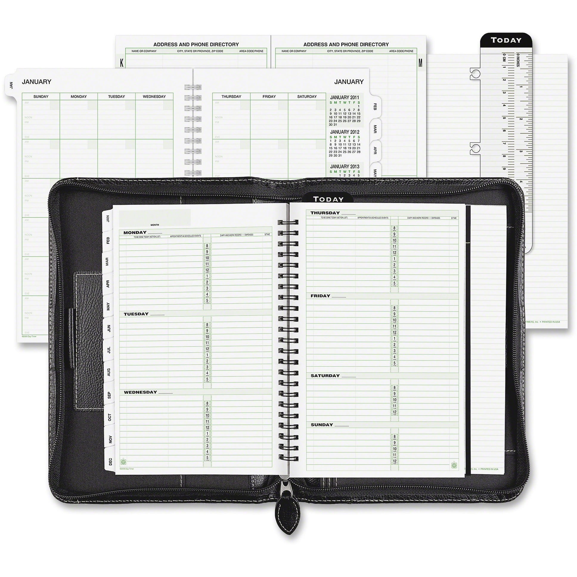 Day-Timer, DTM85467, Small BK Leather Organizer Starter Set, 1 Each ...