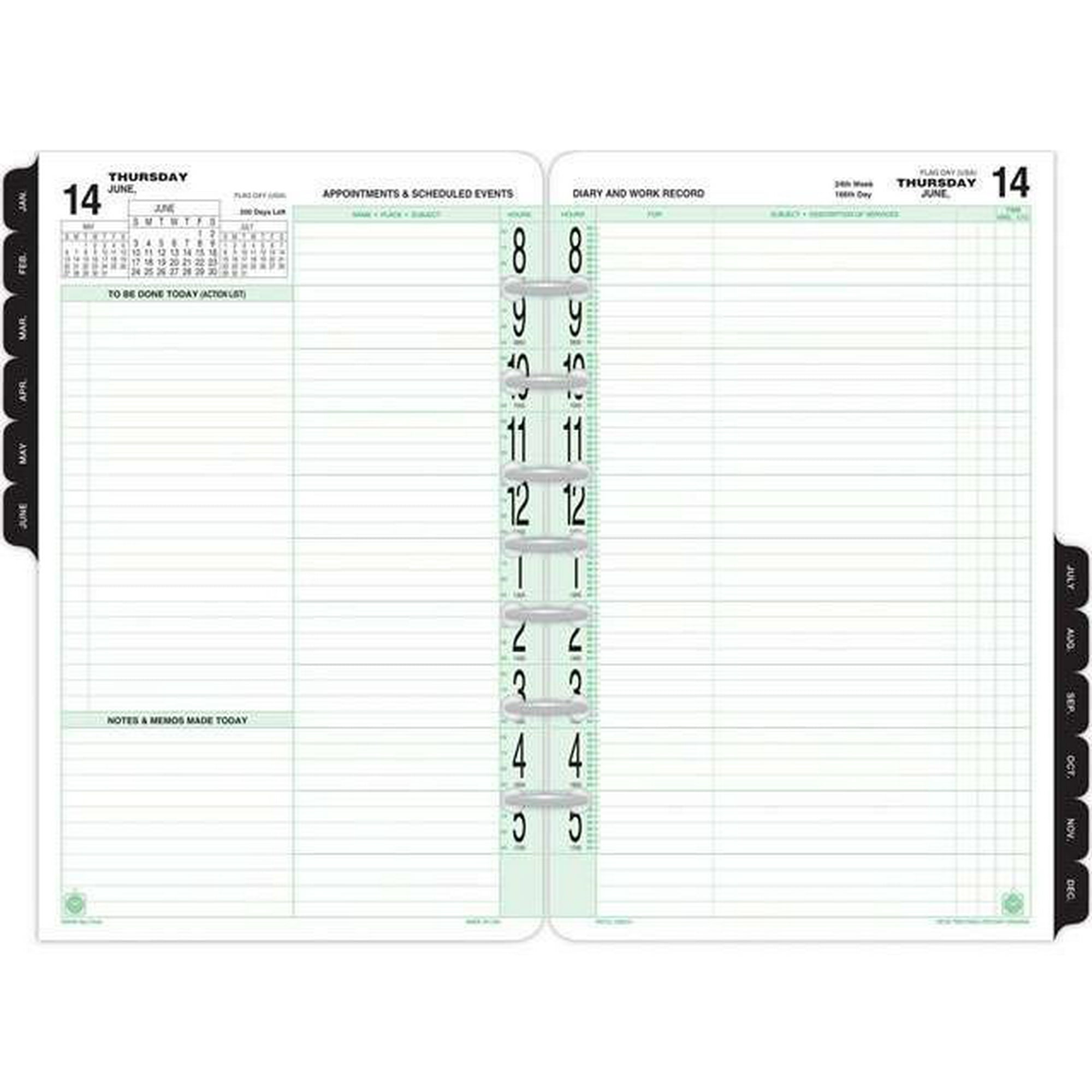 Day-Timer Two Page Per Day Reference Planner Refills, Loose-Leaf, Desk  Size, 5 1/2 x 8 1/2, Daily