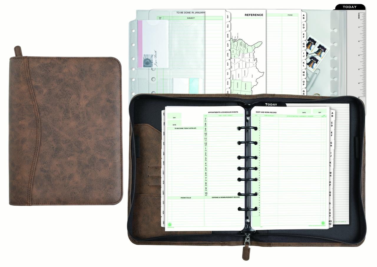 Day-Timer, Distressed Simulated Leather Planner Cover, 5.5 x 8.5 in ...