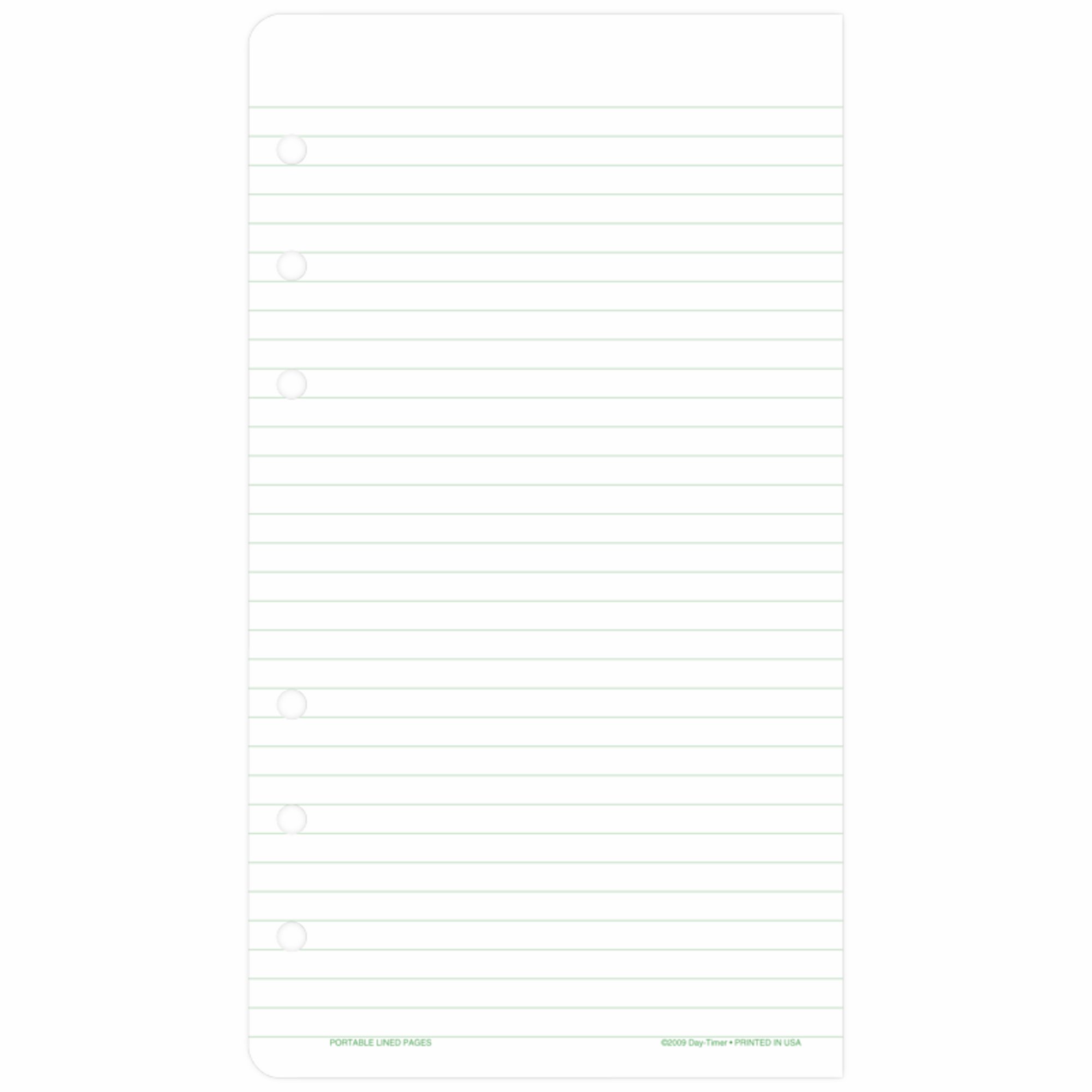 DayTimer Undated Lined Note Pages LooseLeaf Portable Size 3 34 x 6 34