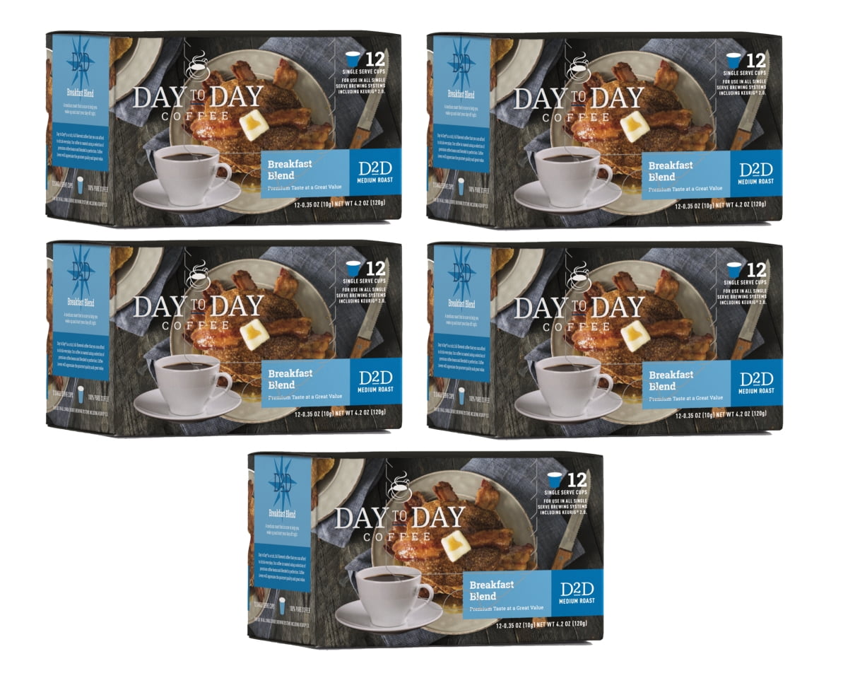 Day To Day Breakfast Blend Single Serve Coffee Cups, Fits Keurig K Cup Brewers, 60 Coffee Pods