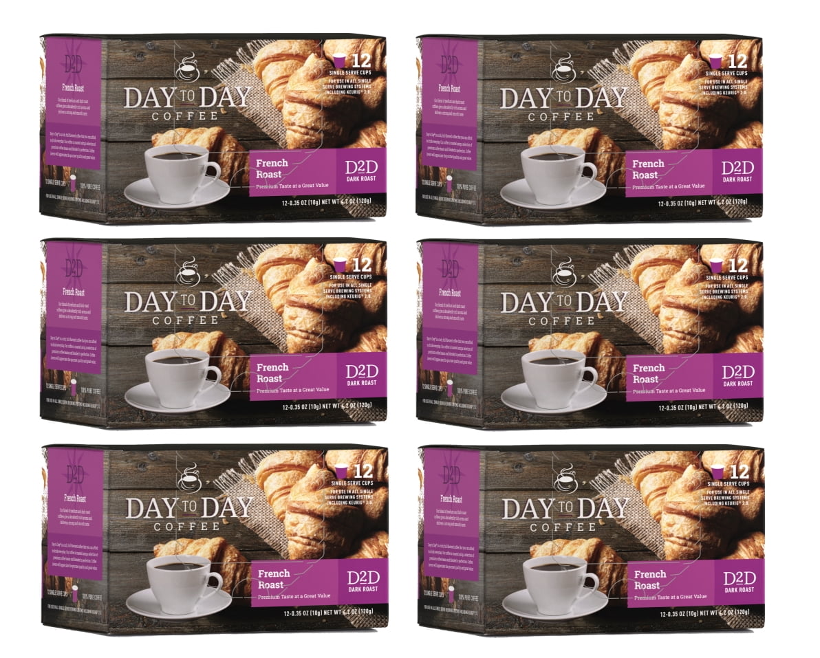 Day To Day French Roast Single Serve Coffee Cups, Fits Keurig K Cup Brewers, 72 Coffee Pods