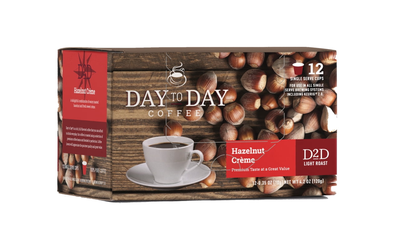 Day To Day Hazelnut Creme Single Serve Coffee Cups, Fits Keurig K Cup Brewers, 12 Coffee Pods
