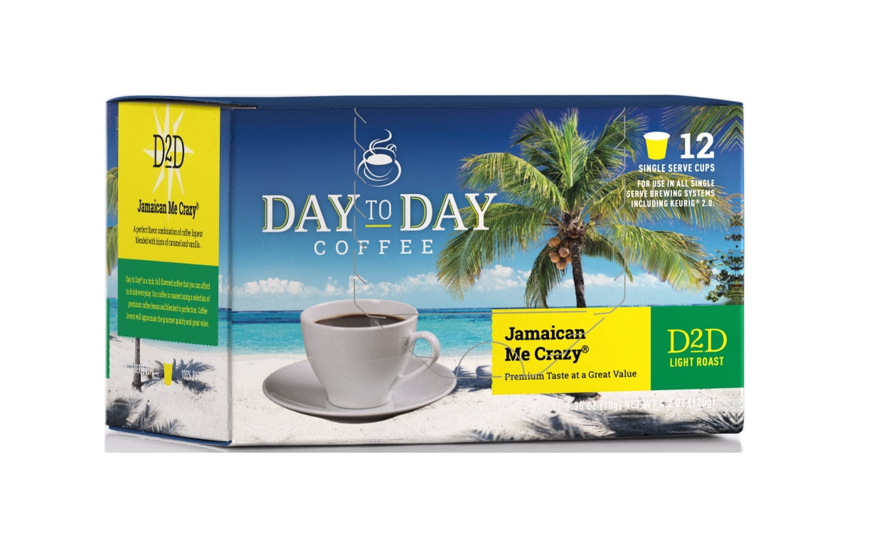 Day To Day Jamaican Me Crazy Single Serve Coffee Cups, Fits Keurig K Cup Brewers, 12 Coffee Pods