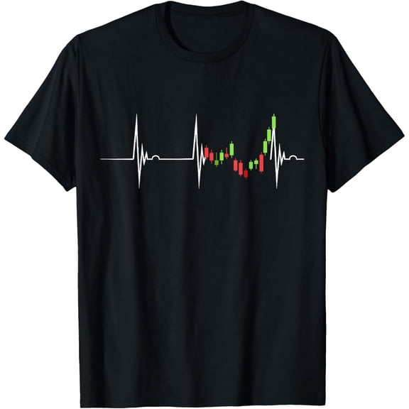 t-shirt Day Trading Heartbeat EKG Pulse Stock Market Trader T-Shirt mens,black,women,funny,men,journey,Crew Neck, Short Sleeve,printing