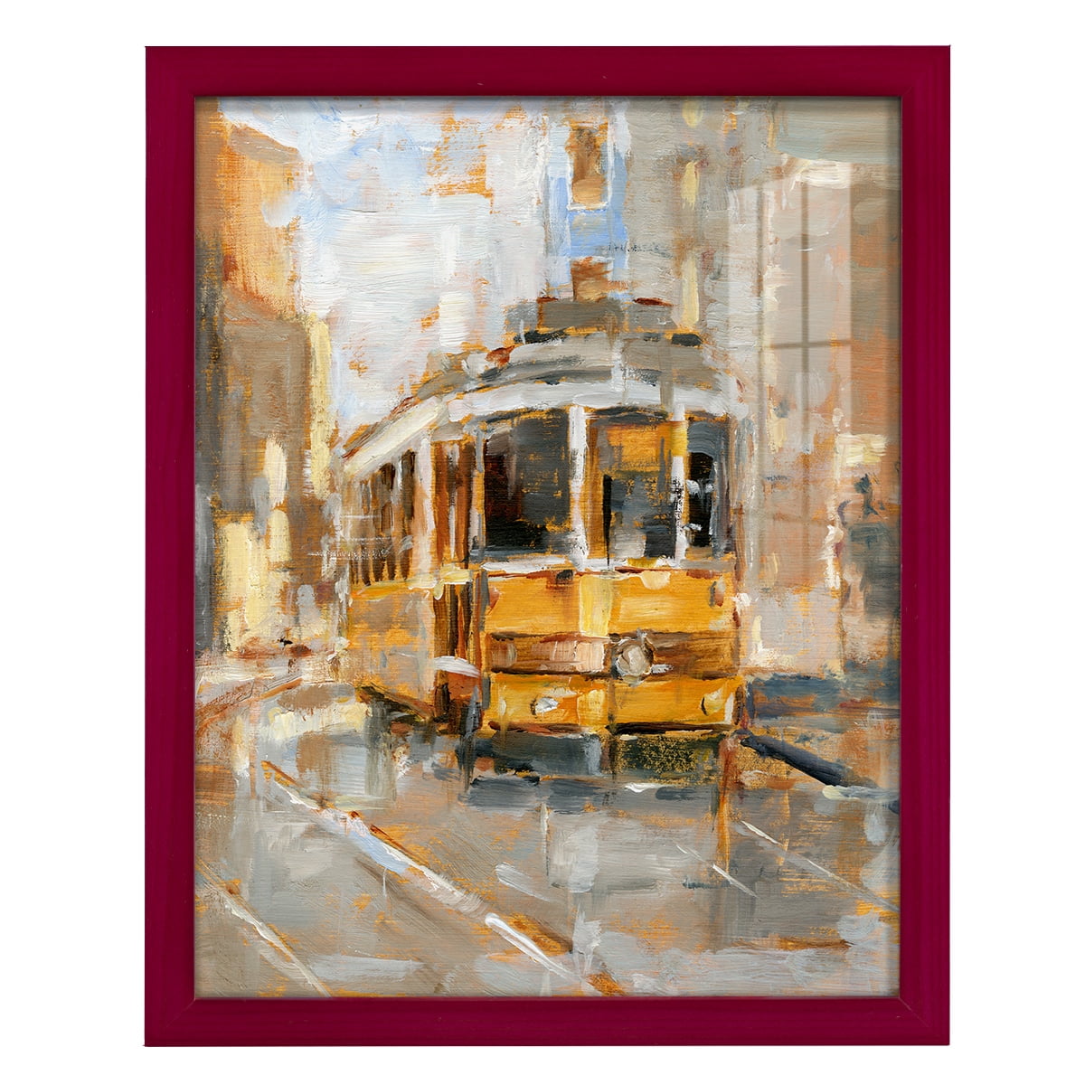 Day Trolley II - Framed Print w/glass - Cherry Red