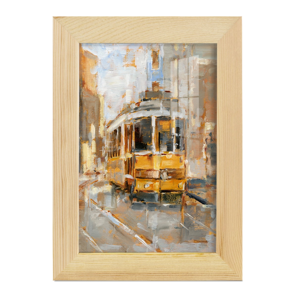 Day Trolley II - Framed Print w/glass - Natural Wood