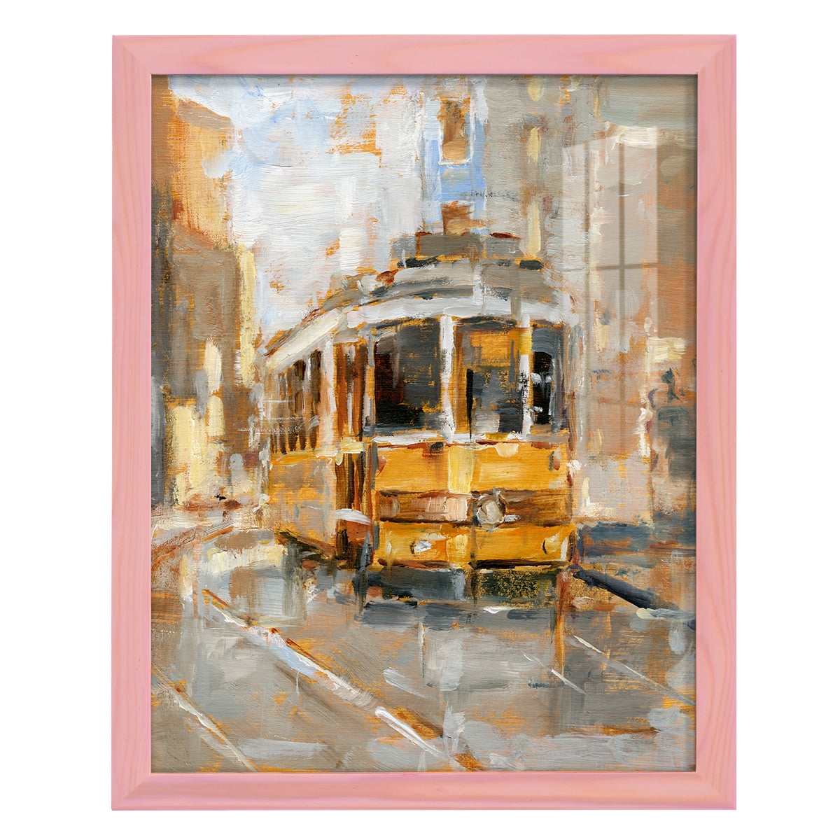 Day Trolley II - Framed Print w/glass - Sunset Pink