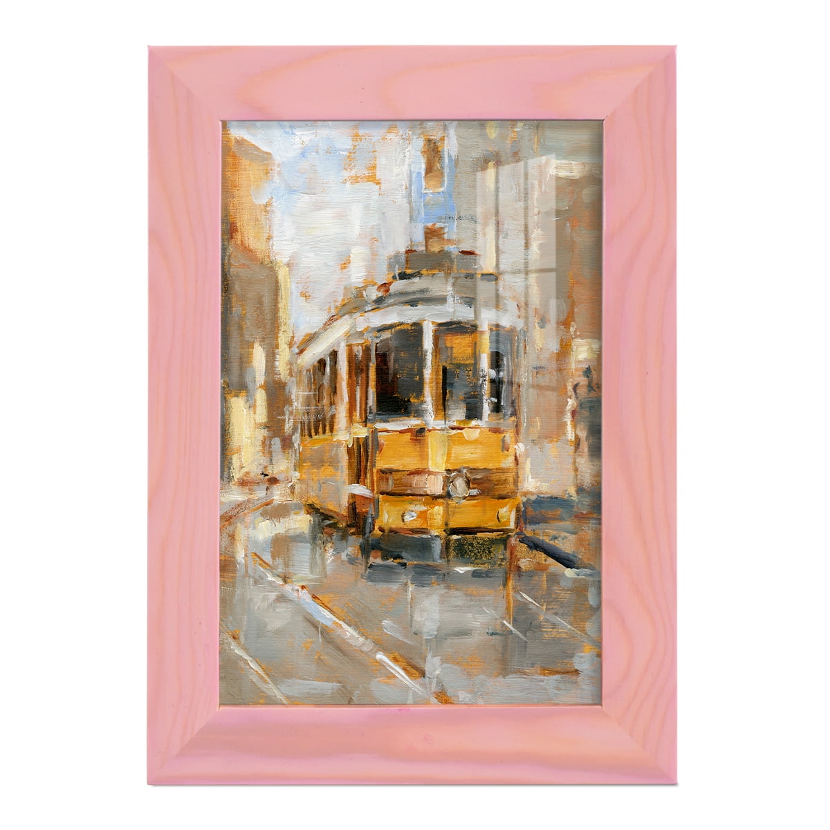 Day Trolley II - Framed Print w/glass - Sunset Pink