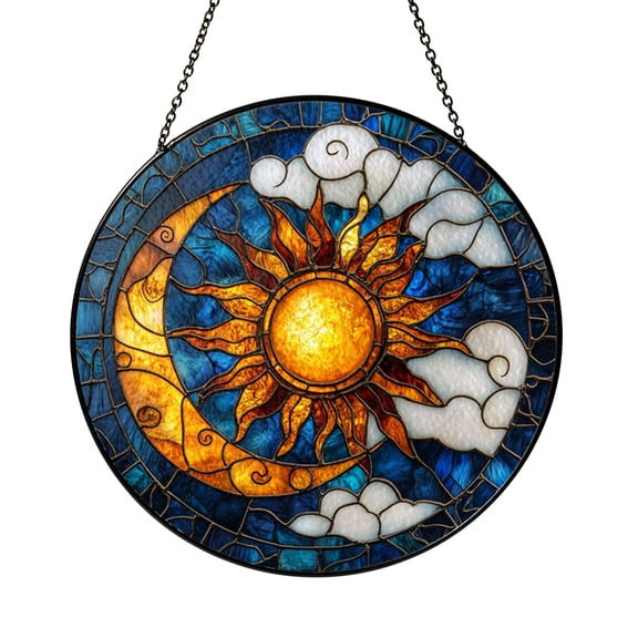 Day and Night Sky Window Hanging – Stained Glass Style