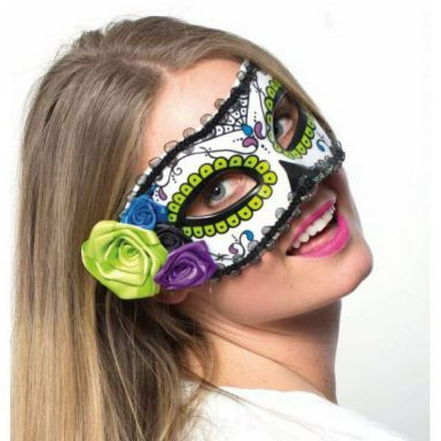 Day of Dead Mask with Flower Trim