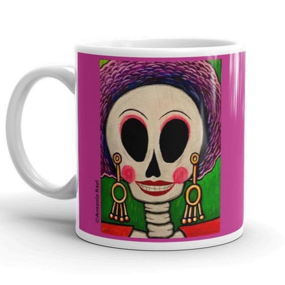 Day of Dead Skull oz or oz Ceramic Coffee Mug, Day of the Dead Skeleton Pink Drink Gl, Skull Drinkware, Dia de Muertos Mug Gift.