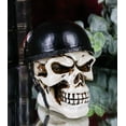 thumbnail image 1 of Day of The Dead Biker Skull Skeleton with Red Cross Black Helmet Mini Figurine, 1 of 8