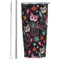 thumbnail image 1 of Day of The Dead Cat Kitten Sugar Skull 20 oz Tumbler with Lids and Straws Stainless Steel Vacuum Coffee Mug for Car Home Office Outdoor Travel., 1 of 7