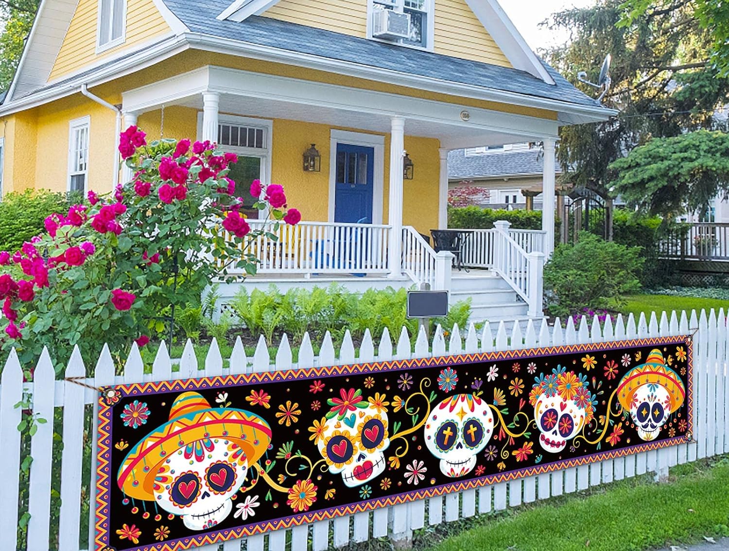 Day of The Dead Fence Banner Dia De Los Muertos Sugar Skull Mexican ...