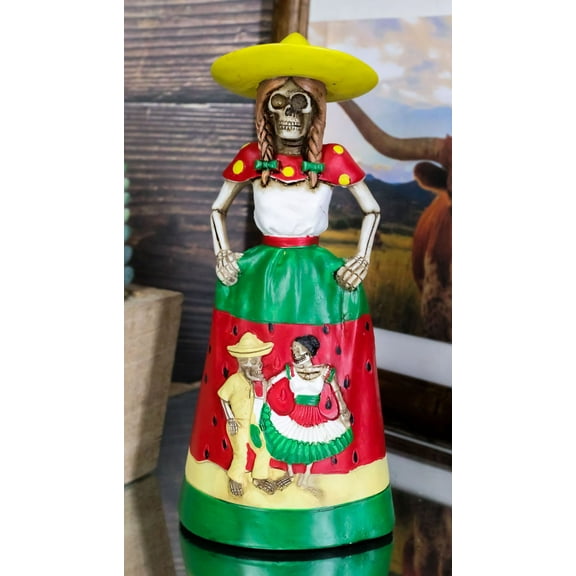 Day of The Dead Sandia Senorita Watermelon Garment Lady Skeleton Dancer Figurine
