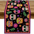 thumbnail image 1 of Day of The Dead Table Runner Sugar Skull Dia De Los Muertos Tablecloth Mexico Holiday Party Kitchen Dining Room Home Decoration (13.8" x 71"), 1 of 1