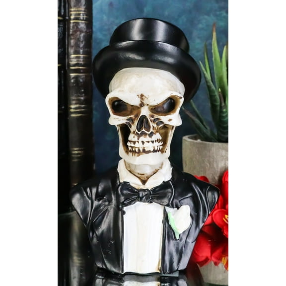 Day of The Dead Wedding Groom Gentleman Skeleton Skull In Tuxedo Mini Figurine