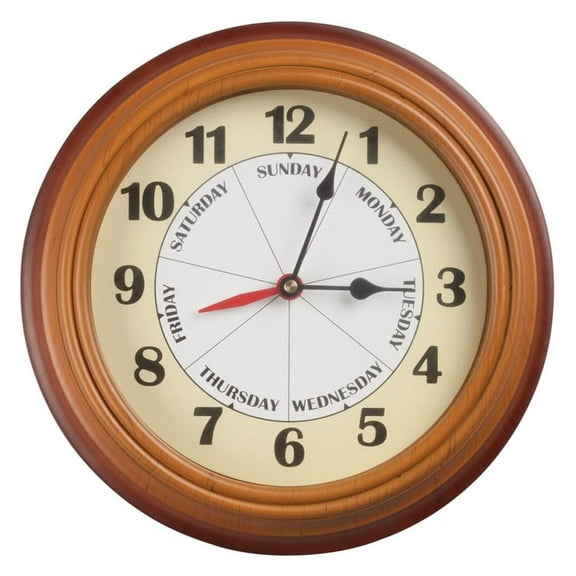 Day of The Week Clock with Time of Day Combination Easy to Read Analog Clock - Retirement Gift
