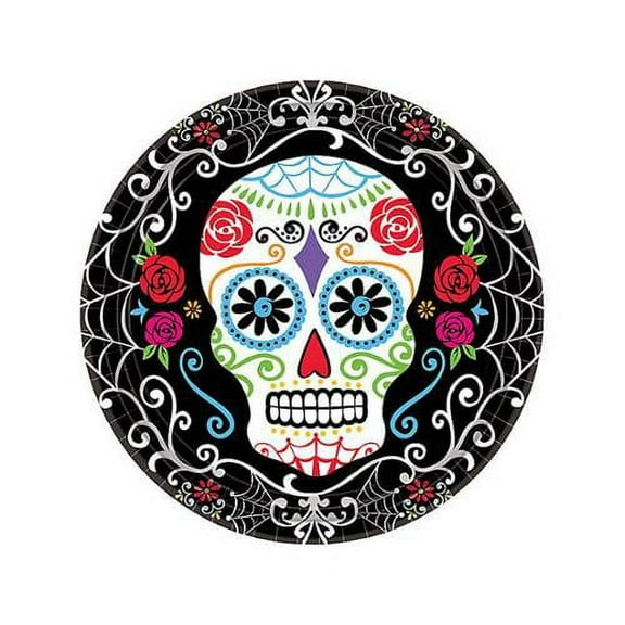 Day of the Dead 10.5" Luncheon Plates (18 Pack) - Halloween Party Supplies
