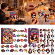 Day of the Dead Advent Calendar 2026, 24 La Catrina Acrylic Ornaments, D a de los Muertos Sugar Skull Countdown Decor for Home Party Tree Mantel Gift