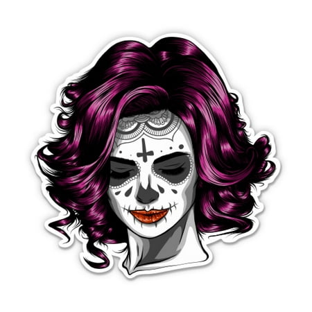 Day of the Dead Beauty Pretty Girl - 7" Vinyl Sticker - For Car Laptop I-Pad - Waterproof Decal