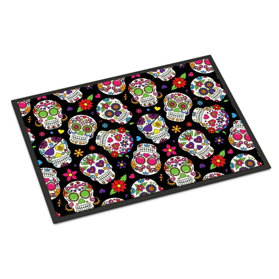 Day of the Dead Black Doormat 18x27