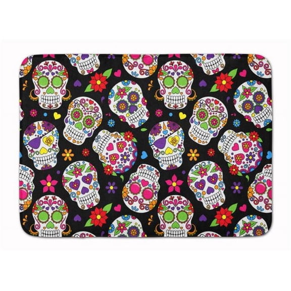 Day of the Dead Black Machine Washable Memory Foam Mat