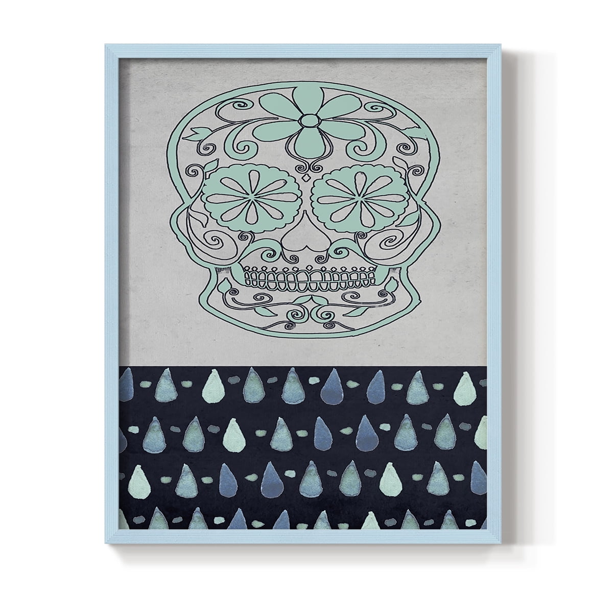 Day of the Dead Collection B Framed Print in Blue Solid Wood Framed Print No Nail Hanging