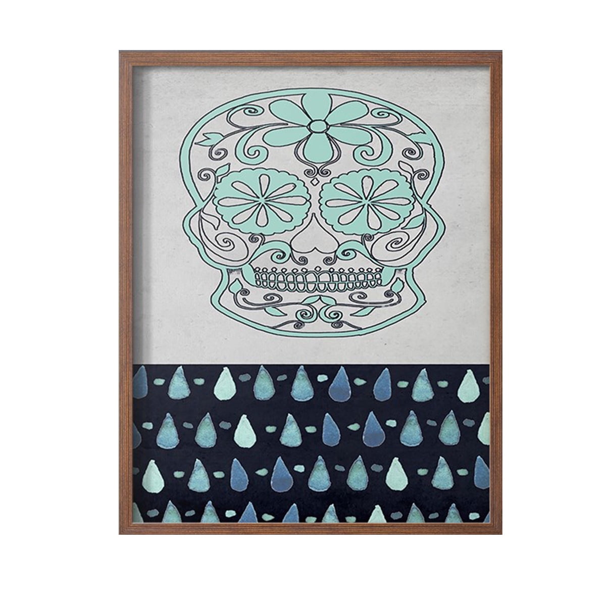 Day of the Dead Collection B Framed Print in Brown Solid Wood Framed Print No Nail Hanging