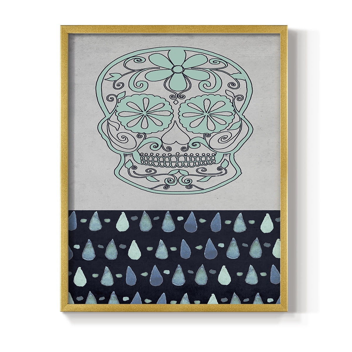 Day of the Dead Collection B Framed Print in Gold Solid Wood Framed Print No Nail Hanging