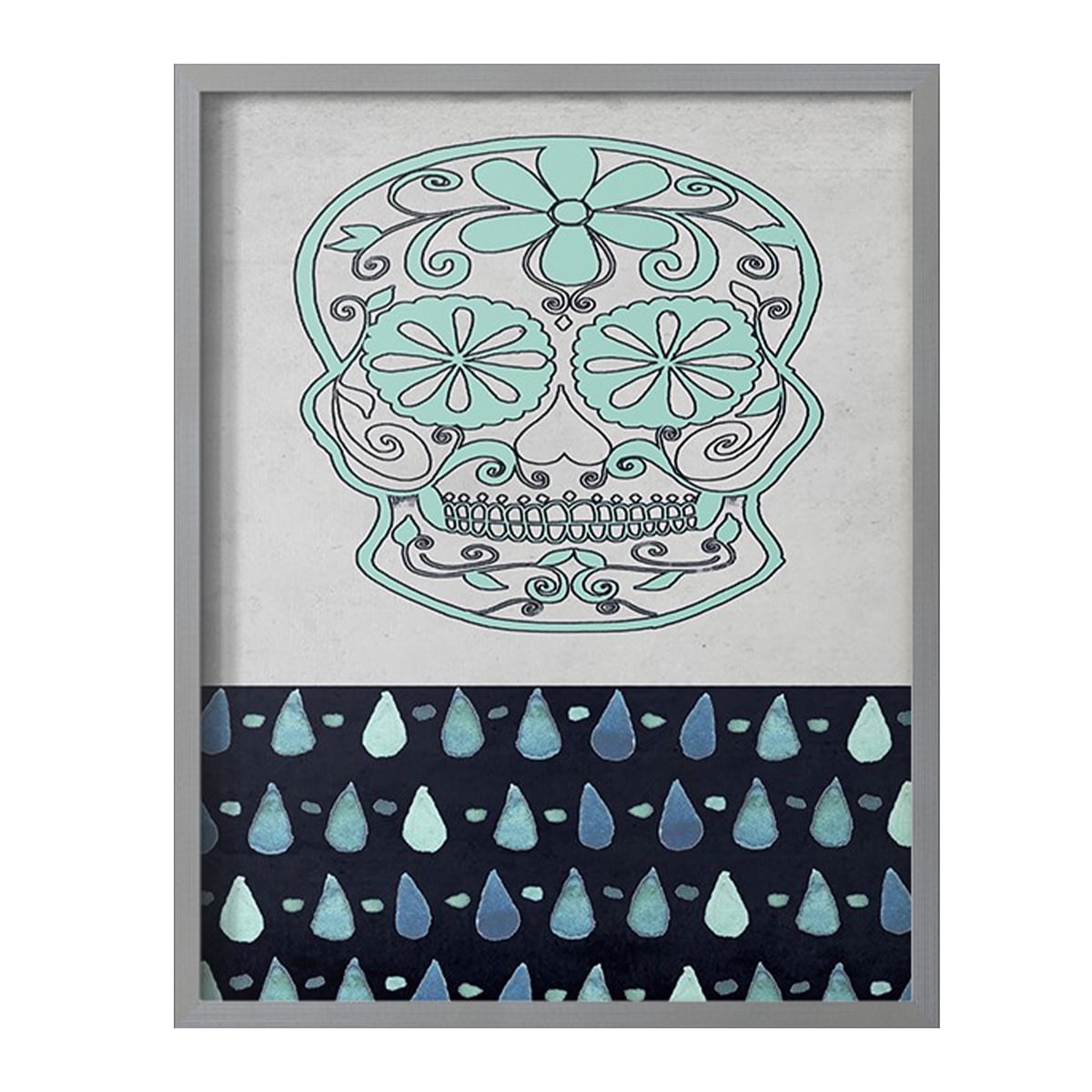 Day of the Dead Collection B Framed Print in Gray Solid Wood Framed Print No Nail Hanging