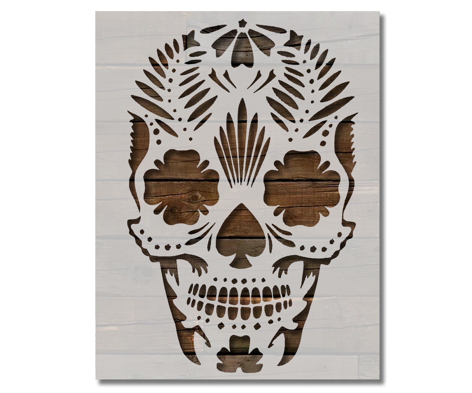 ORIGACH 11.8x11.8 Inch Halloween Skull Pattern Stencils Reusable Large Scary Skull Stencil Skeleton Drawing Template DIY Craft Paint Stencils For Painting On Wall, Wood, Canvas