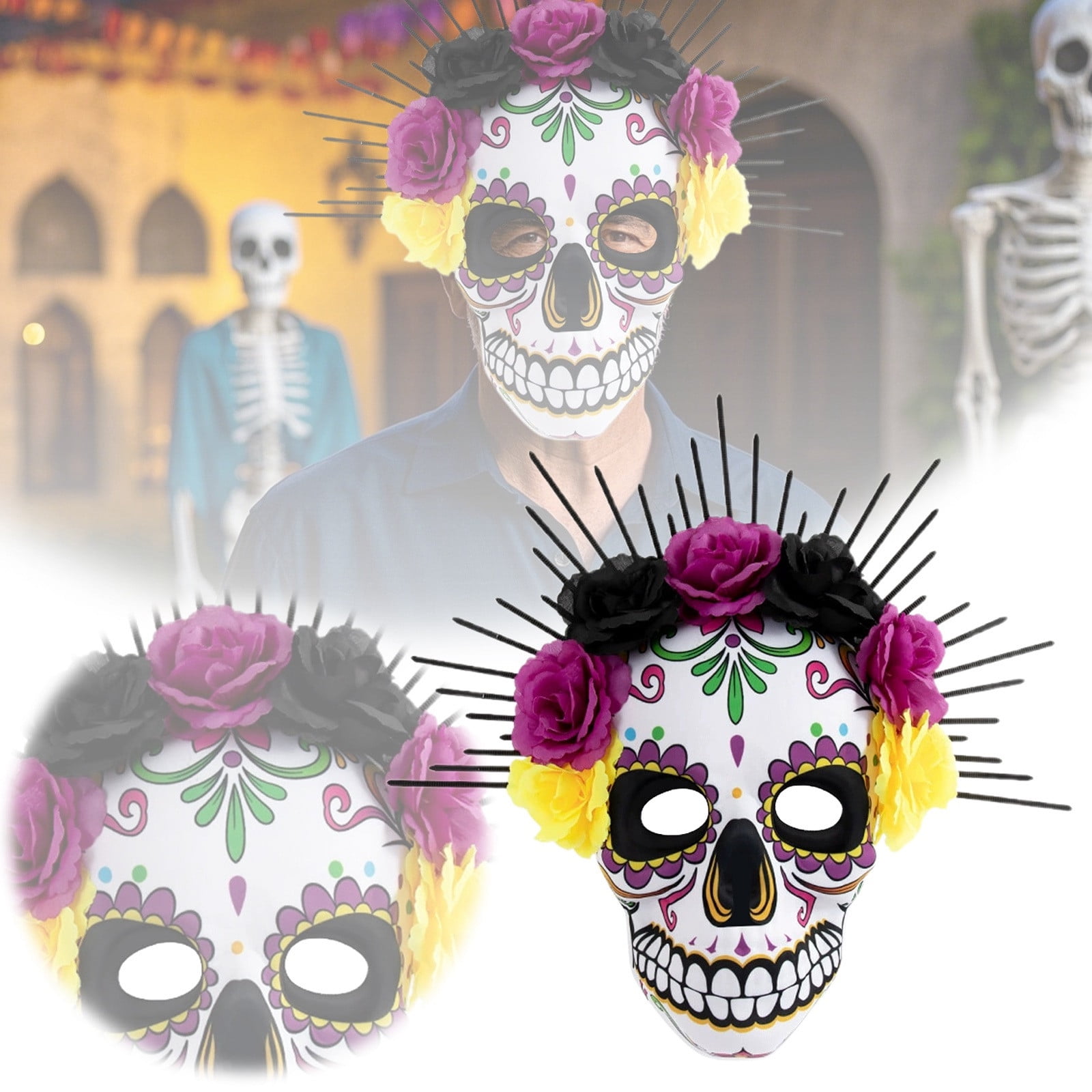 Day of the Dead EVA With Flower Ties Festive Halloween Party Prop Must ...