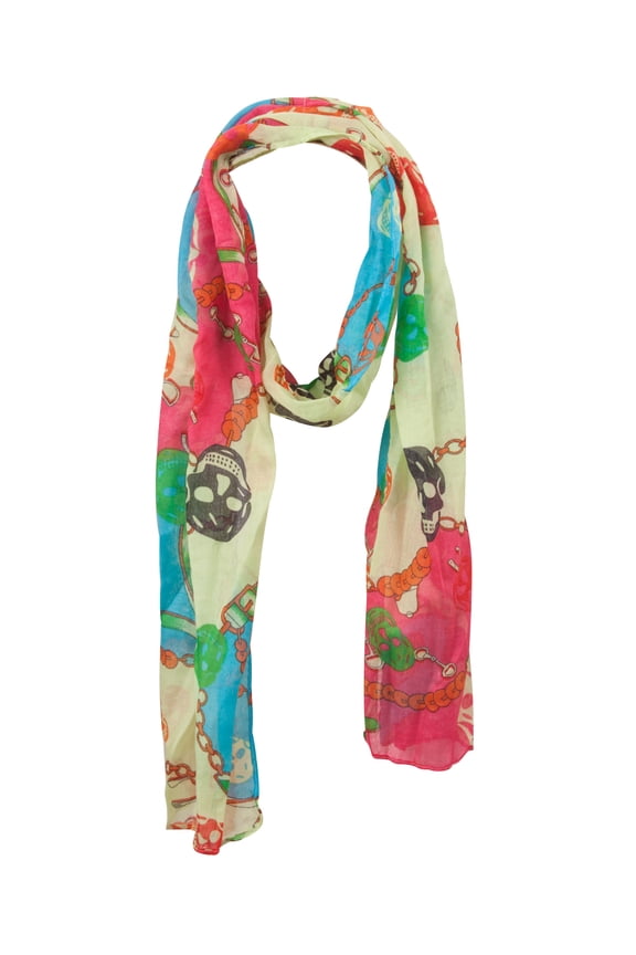 Day of the Dead Festival Concert Colorful Scarf - Green Pink