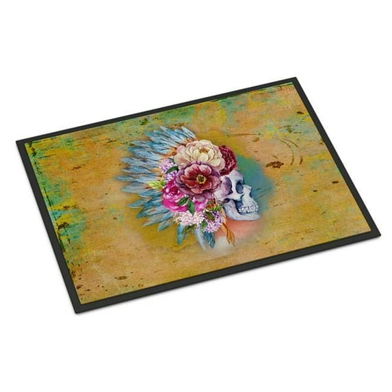 Day of the Dead Flowers Skull Indoor or Outdoor Mat, 24 x 36 in.