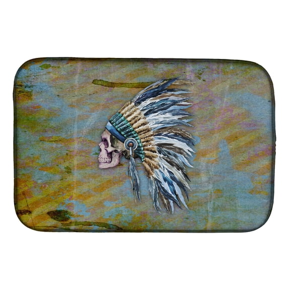 Day of the Dead Indian Chief Skull Dish Drying Mat