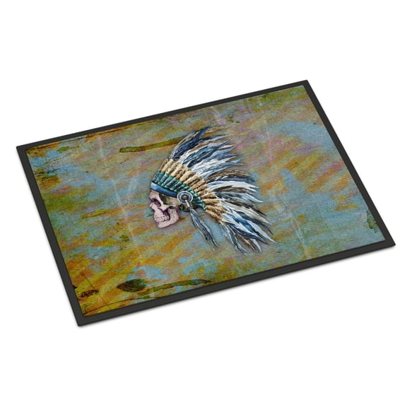 Day of the Dead Indian Chief Skull Door Mat