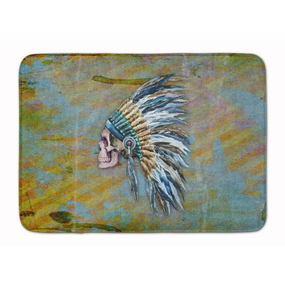 Day of the Dead Indian Chief Skull Machine Washable Memory Foam Mat