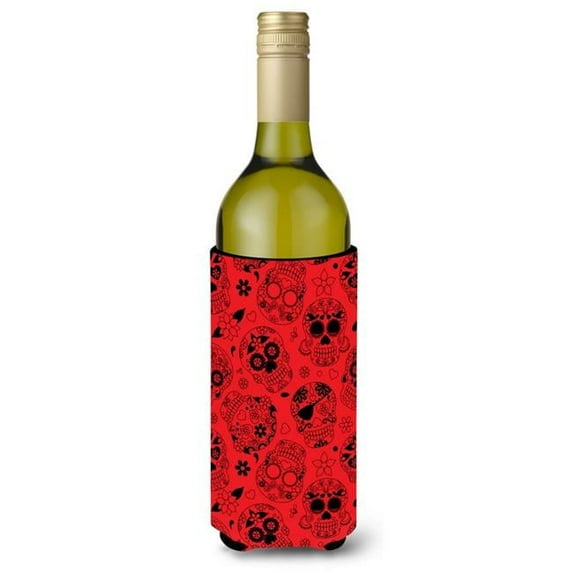 Day of the Dead Orange Wine Bottle Beverge Insulator Hugger