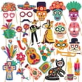 thumbnail image 1 of Day of the Dead Photo Booth Props, Dia De Los Muertos Decorations, Mexican Skull Photo Booth Props, Halloween Party Supplies, 30Pcs, 1 of 6