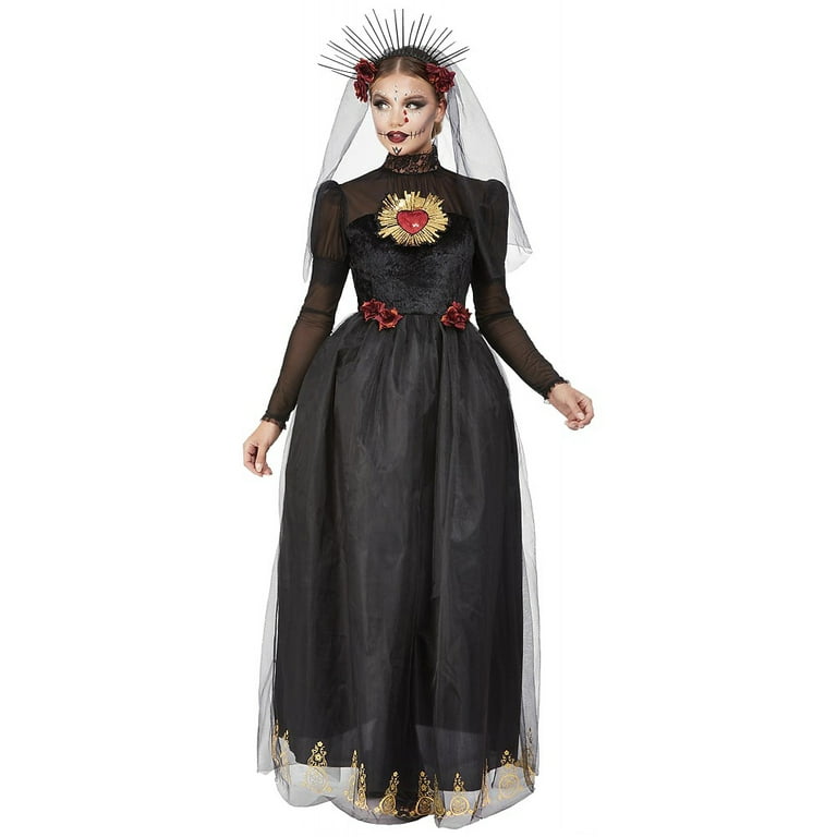 Day Of The Dead Sacred Heart Bride Deluxe Costume Adult Black Day Of The Dead Sacred Heart Bride Deluxe Costume Adult Black