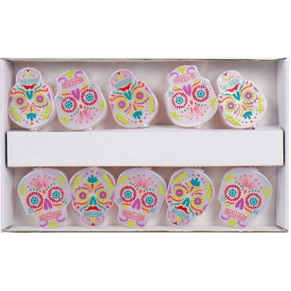 Day of the Dead Skeleton Heads Electric String Lights Indoor or Outdoor 8.5 Feet