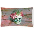 thumbnail image 1 of Day of the Dead Skull Flowers Canvas Fabric Decorative Pillow, 1 of 1