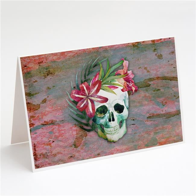 Day of the Dead Skull Flowers Greeting Cards & Envelopes - Pack of 8