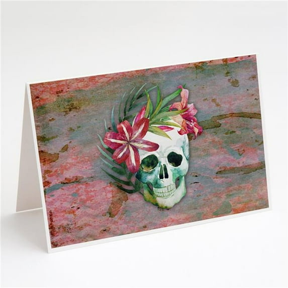 Day of the Dead Skull Flowers Greeting Cards & Envelopes - Pack of 8