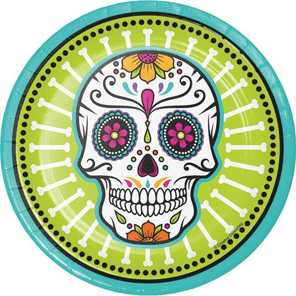 Day of the Dead Skulls 8 Ct 7" Halloween Dessert Cake Plates